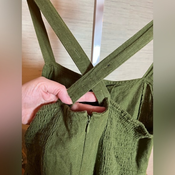 Madewell Overalls Size 00 Wide Leg Ankle Crop Jumpsuit Cotton Linen Green - Picture 12 of 12